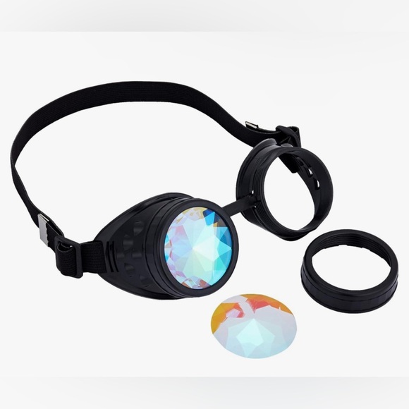New Psychedelic Rave Kaleidoscope Goggles Rainbow Crystal Lens - Picture 2 of 6